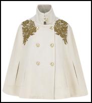 Gold Embroidered White Cape.
