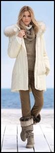 Ecru Puffa Jacket & Fur Trim.