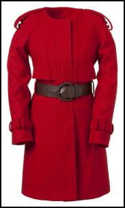 Round Neck Red Belted Coat.