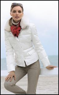 White Fur Collar Puffa Jacket Skiwear.