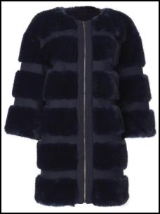 Purple Collarless Fur Cocoon Coat.