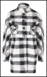 Check Hooded Stepped-waist Coat.