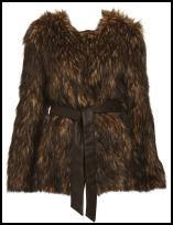Choc Speckled Belted Fur Coat Jacket.