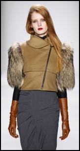 Cynthia Steffe Fur Sleeve Leather Cropped Zipper Jacket.