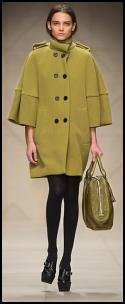 Burberry Green Wool Cape Coat.