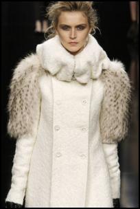 Winter White Coat Fur Upper Sleeves