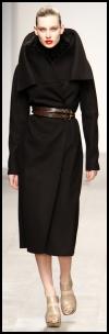 Black Wrap Coat Wrapped With Belt.