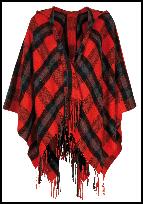 Fringe Red Check Cape