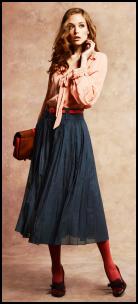 Tie Front Loafer, Midi Skirt.