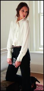 White Blouse & Black Trousers.