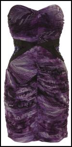 Purple Print Pleat Bustier Dress - Lipsy.
