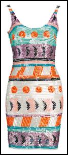 Sequin Colour Block Patterned Mini Dress.