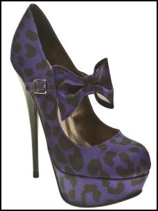 Schuh Prince Bow Court Shoe In Blue Leopard Print.