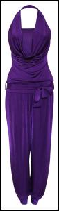 Satin Halter Neck Playsuit in Purple.
