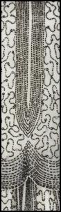 Beading Detail - Black Beads On White.