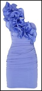 Blue One Shoulder Ruffle Dress.