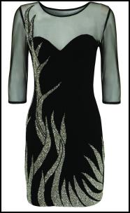 Black Sheer Sleeve Bodycon Dress. 