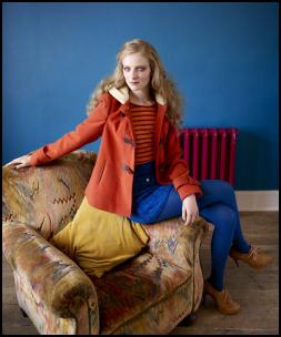Short Orange Duffle Coat.