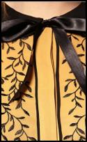 Mustard Blouse  Black Decoration, Black Collar.