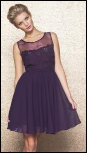 Sheer Chiffon Cutwork Shoulder Yoke Interest Prom Party Dress.