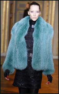 Ungaro Teal Blue Fur Jacket.