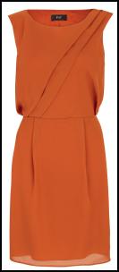 F&F Orange Pleat Shift Dress.