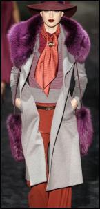 Gucci Catwalk Grey Coat Teamed With Orange Rust Trousers.
