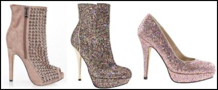 Pink Glitter Stud Ankle Boots and Court Shoes.