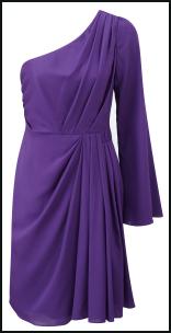 Angel Sleeve Purple Pleat Swathed One Shouldered Dress