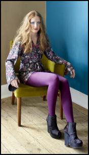 Miss Selfridge - Purple Tights/Floral Tunic Dress.