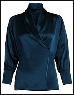 Beautiful Teal Satin Wrap Blouse - Ted Baker AW11.