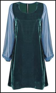 Wallis Teal Velvet 60s A-Line Shift Dress.
