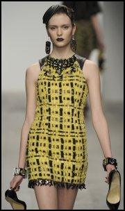 Holly Fulton Ready To Wear AW11 Textured Weave Yellow/Black Dress.
