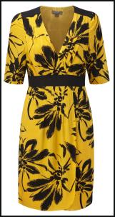 Fever AW11 Black Yellow Exotic Print Dress.