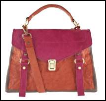 ASOS Leather Colour Block Rust/ Pink Satchel 