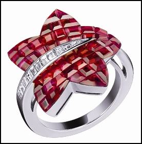 For�t Ring, Mystery Set Rubies, Yellow Gold & Diamonds