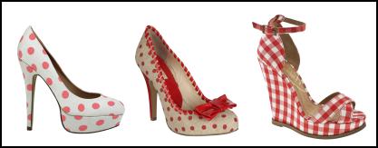 Red Spot and Red Check Gingham Shoes.