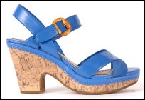 Hush Puppies - Cork Sole Heel Blue Sandals.