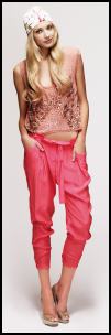 New Look Salmon Top & Coral Silk Harems Pants.