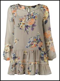 Marks & Spencer Grey/Peach Long Vintage Floral Top/Camisole