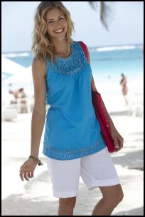 Plus Size Beachwear - Turquoise Sleeveless Tunic.