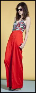 Red High Waisted Flares.