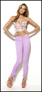 Republic Mauve Pastel Jeans & Floral Print Crop Bra Sun Top.