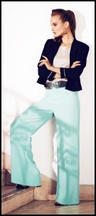 Wide Palazzo Mint Green Trousers & Short Blazer.