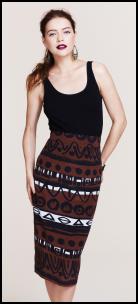 Tribal Print Black Brown Skirt.