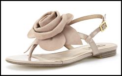 Rose Flower Trim Flat Nude Toepost Sandal 