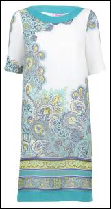 M&S Per Una Pastel Aqua Lemons Paisley Dress.