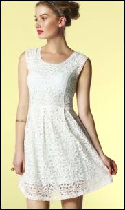 White Lace Dress With Pastel Peppermint Green Under-Layer.