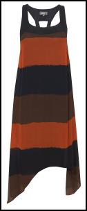 Black, Orange And Brown Horizontal Striped Dress.