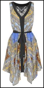 Scarf Print Handkerchief Hem Dress.